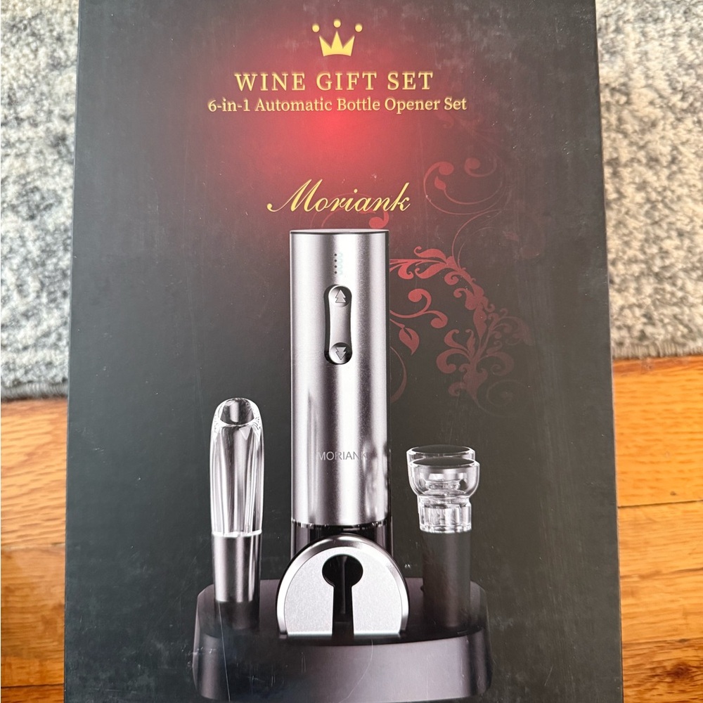 Silver 6-in-1 Electric Wine Opener Gift Set